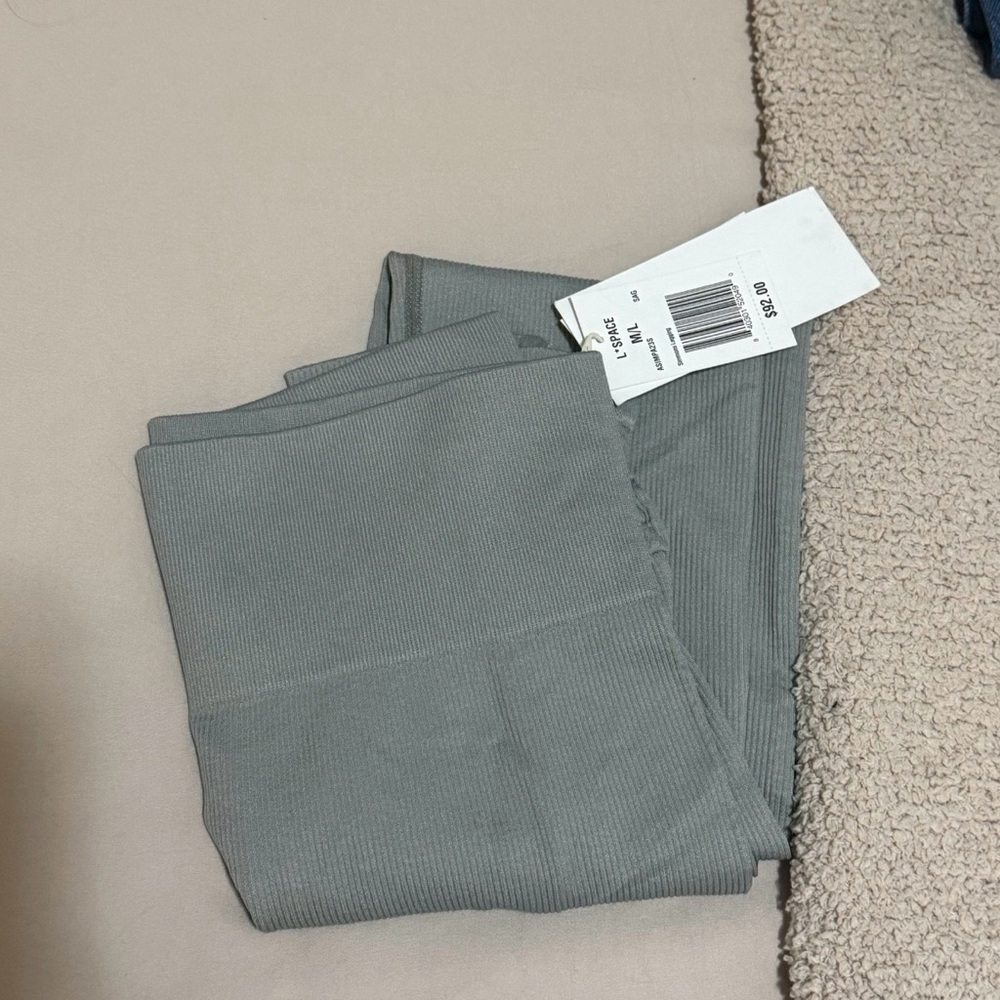 L*Space Sage/Gray Ribbed Activewear Leggings